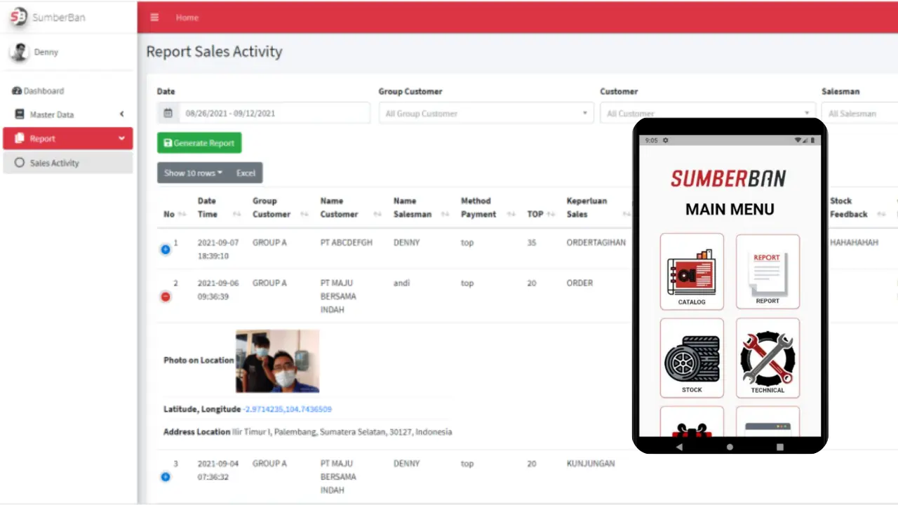 Aplikasi Kunjungan Salesman untuk Sumber Ban Palembang